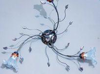 Zestaw lamp mosiądz żyrandol lampa stojąca lampka nocna(kwiat,liść)