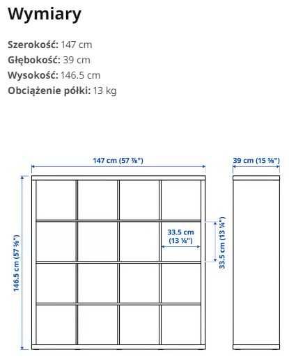 IKEA REGAŁ KALLAX BIAŁY 4x4 stan bardzo dobry