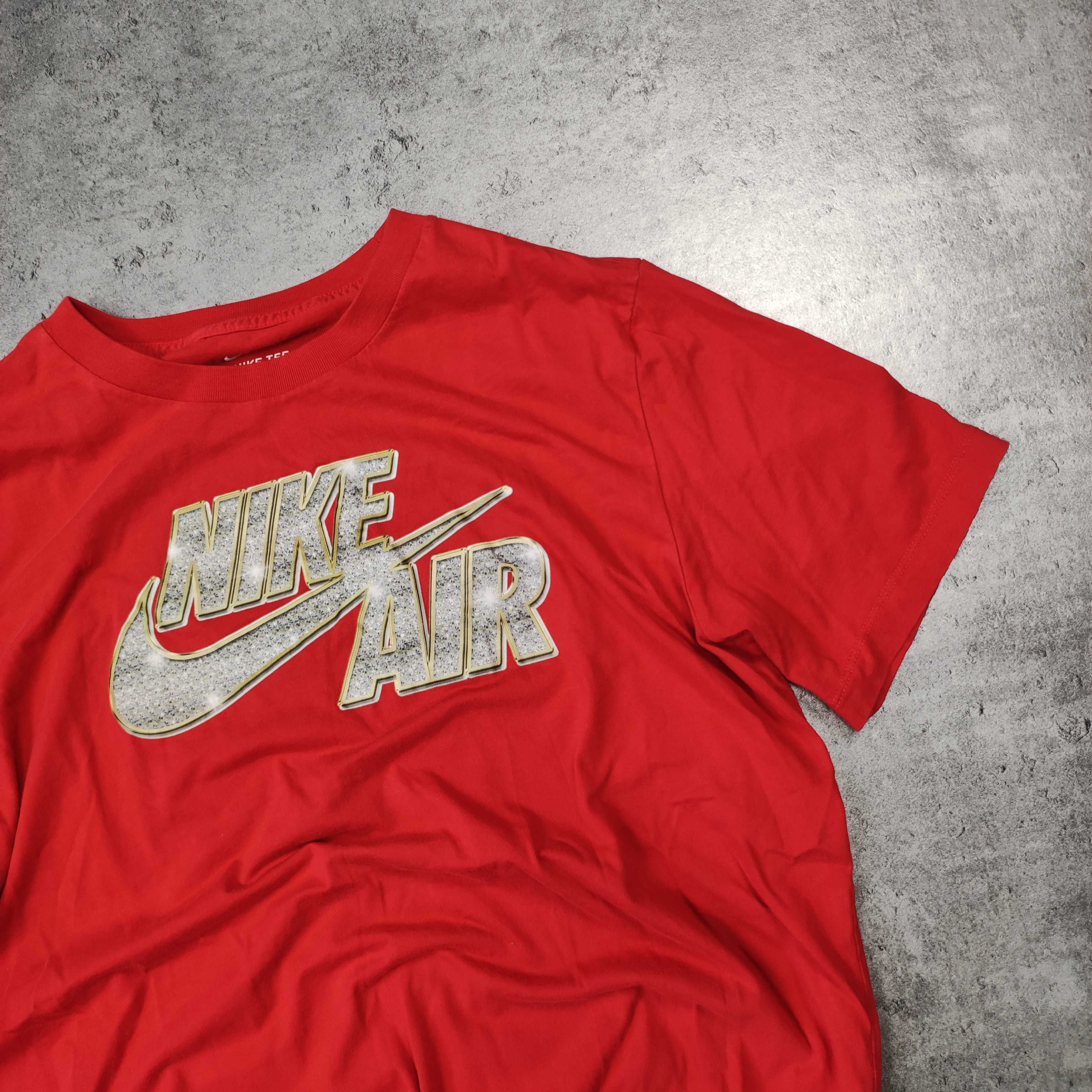 MĘSKA Koszulka PREMIUM Bawełna Duże Logo Czerwona Nike Air AIR Sport