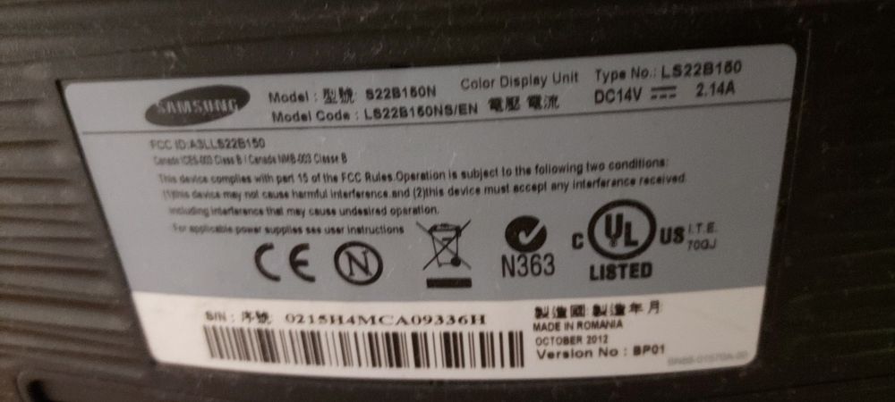 monitor Samsung SyncMaster S22B150