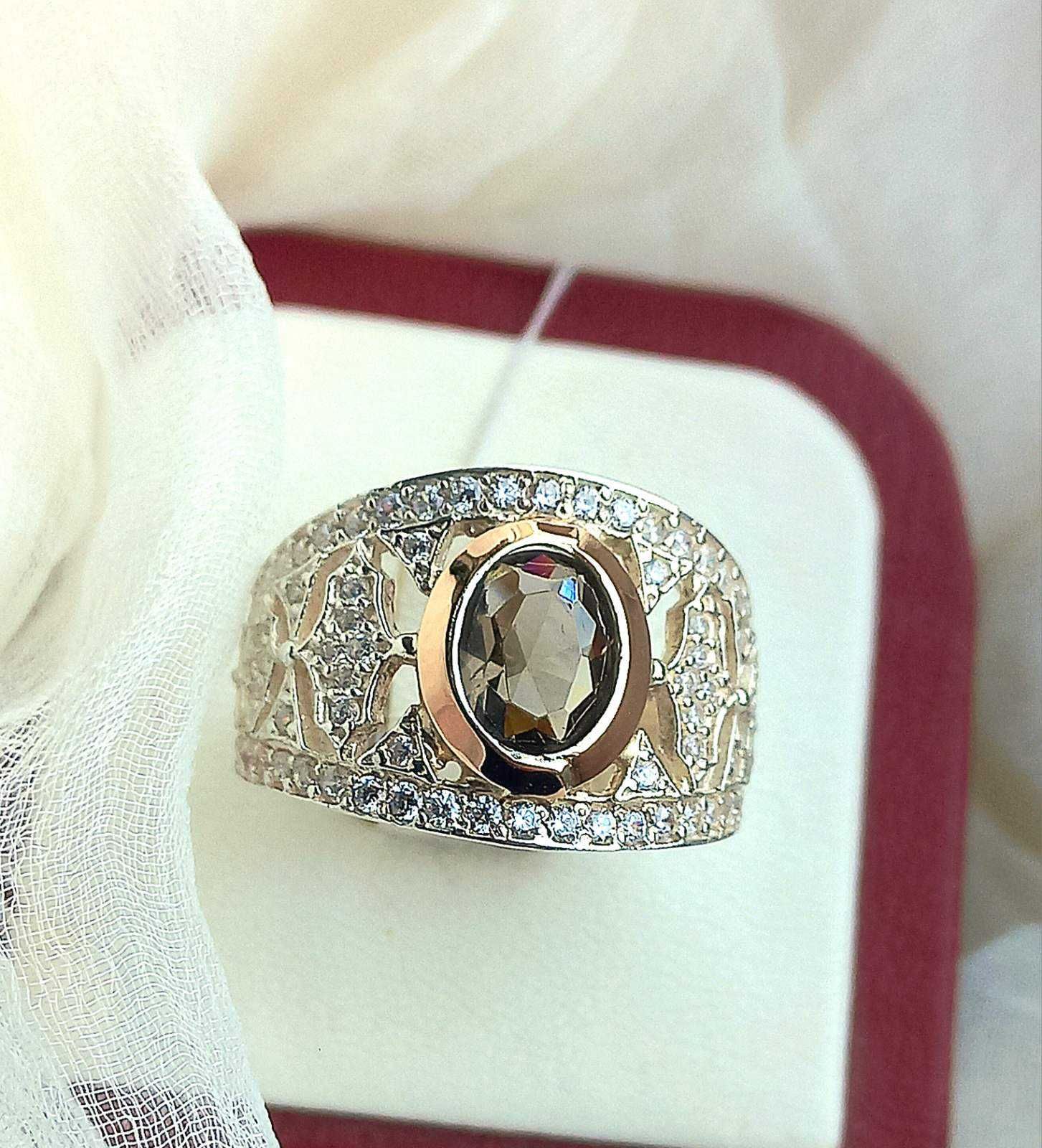 Широке жіноче срібний перстень із золотом