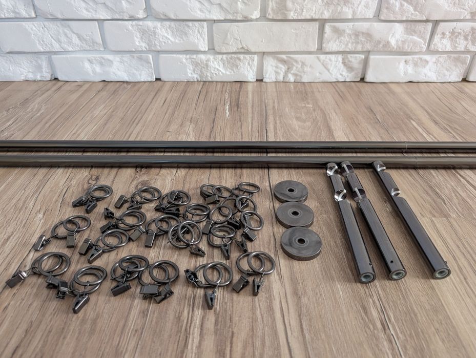 Karnisz metalowy podwójny 320 cm średnica 2 cm 40 żabek