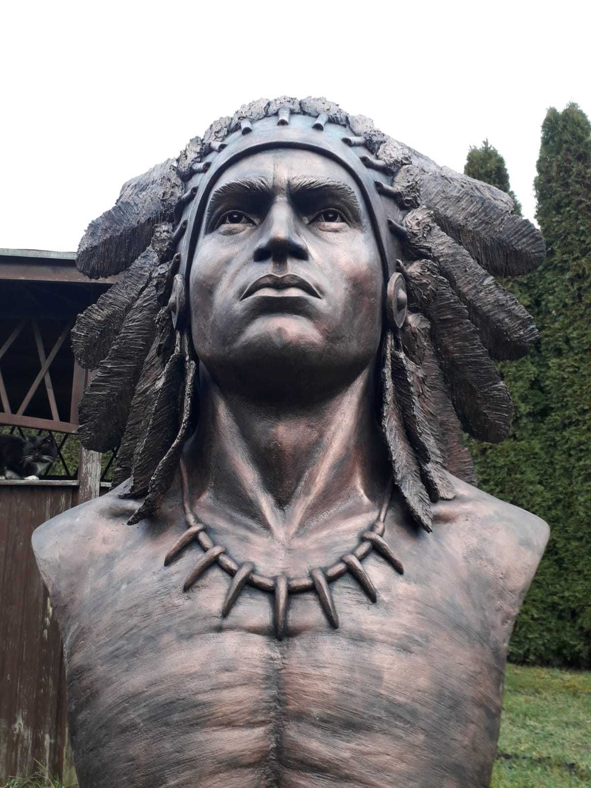 rzeźba betonowa popiersie indiańskiego wodza wojownika dekor ozdoba
