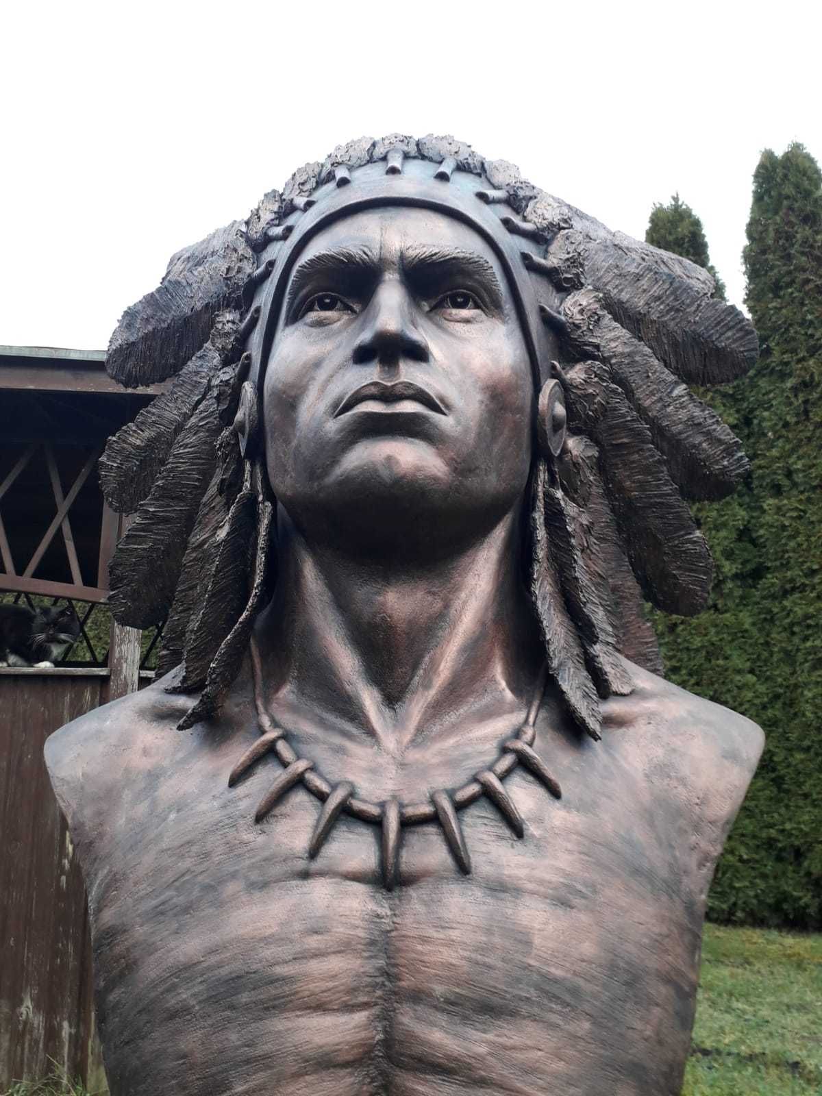 rzeźba betonowa popiersie indiańskiego wodza wojownika dekor ozdoba