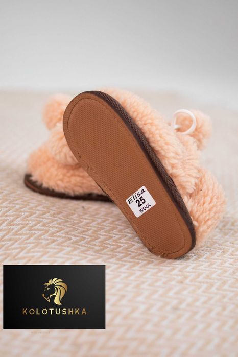 Дитячі домашні тапочки з натуральної овчини дитяче взуття для садка
