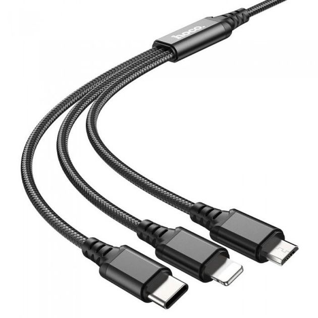 Кабель для зарядки 3в1 USB-Type-C+Lightning+MicroUSB 2A Hoco X76