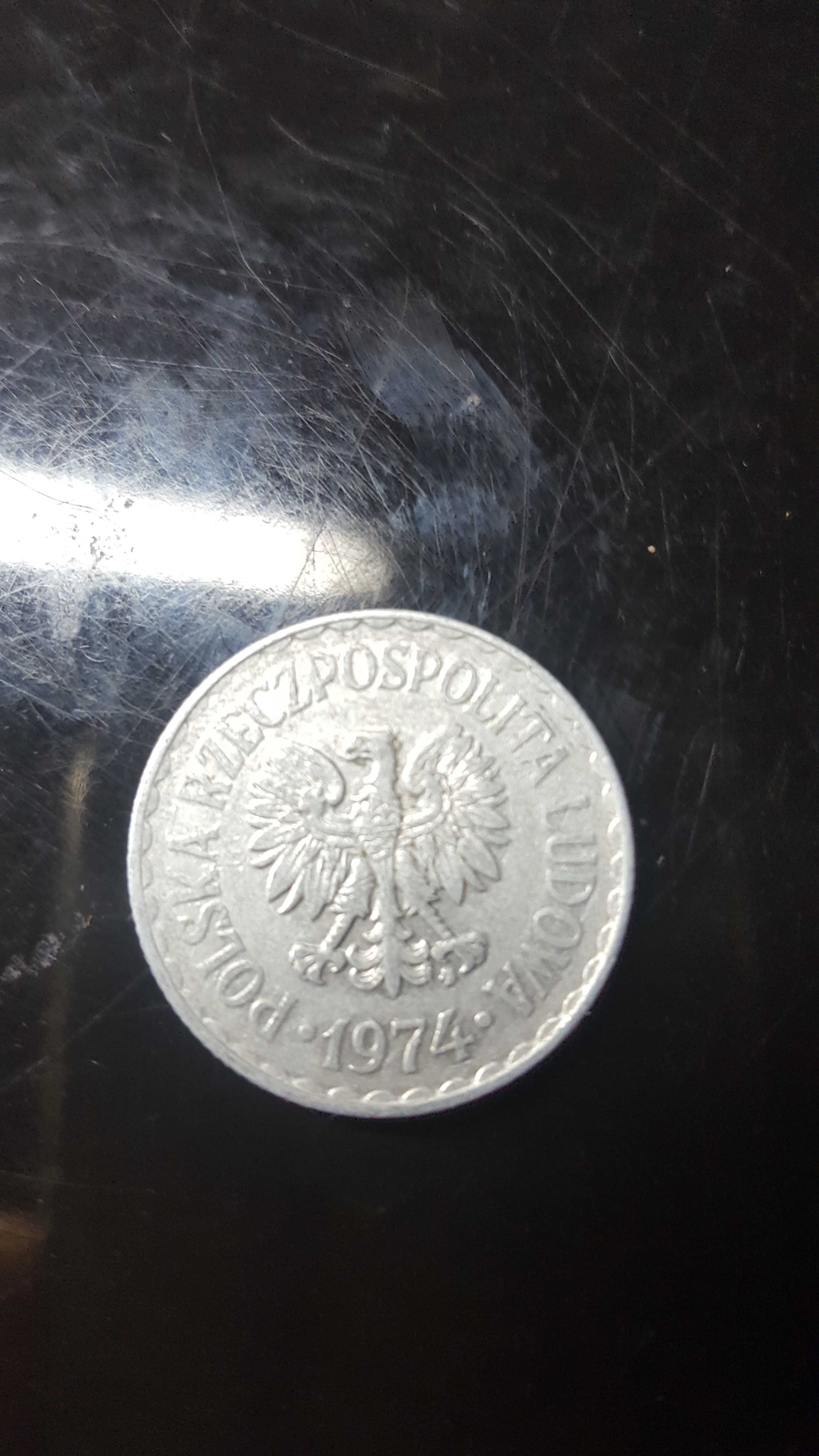 Moneta 1 zł z 1974 roku ze znakiem mennicy