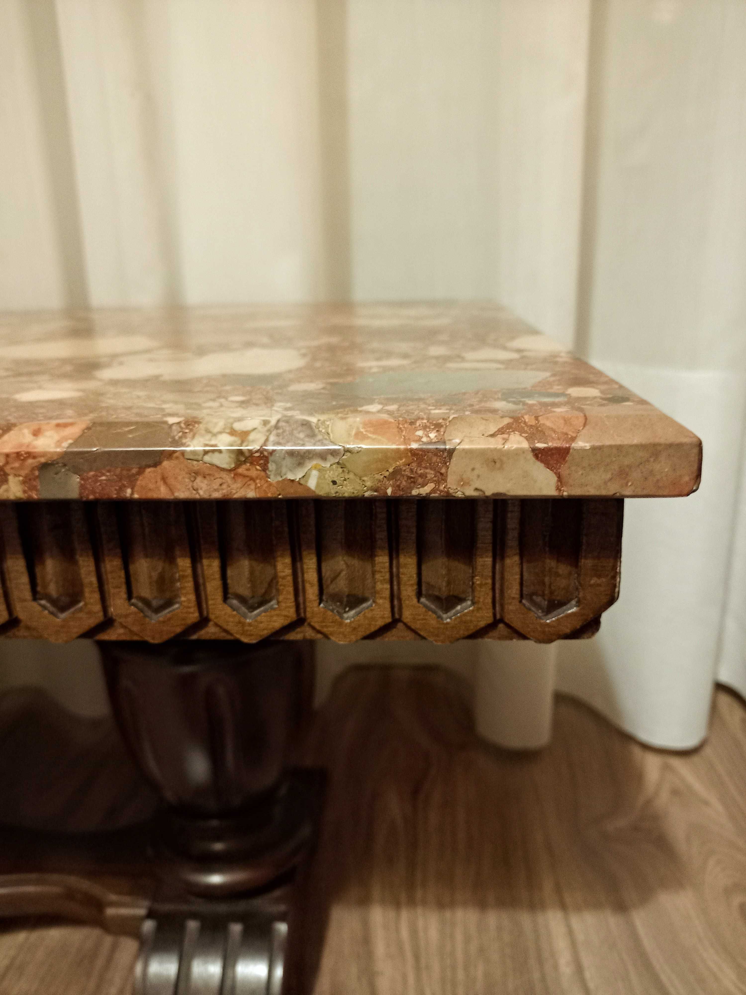 Mesa Brecha Arrábida c/base talha nogueira.100x50x45.LER DESCRIÇÃO!