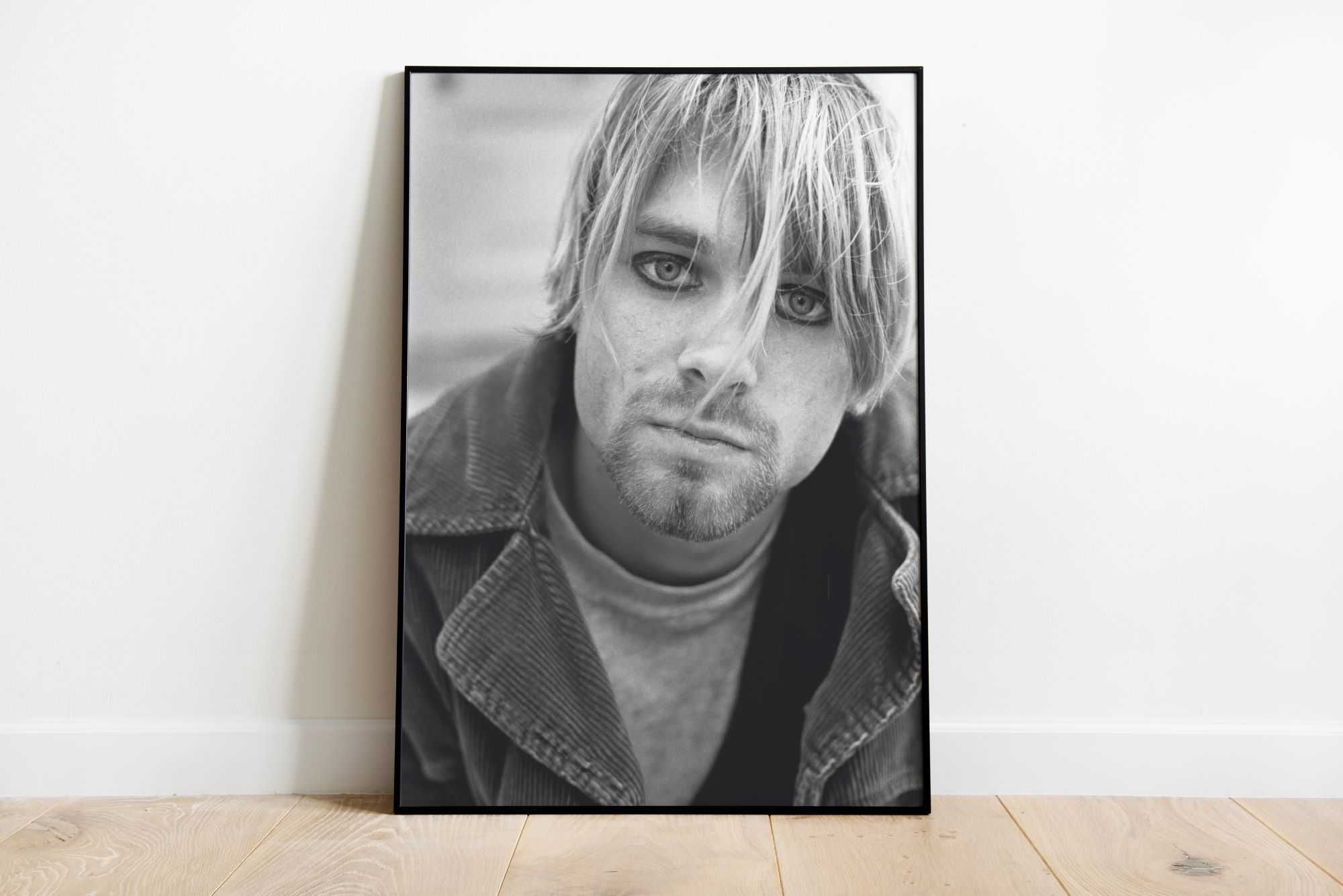 Plakat A3 Kurt Cobain czarno-biały