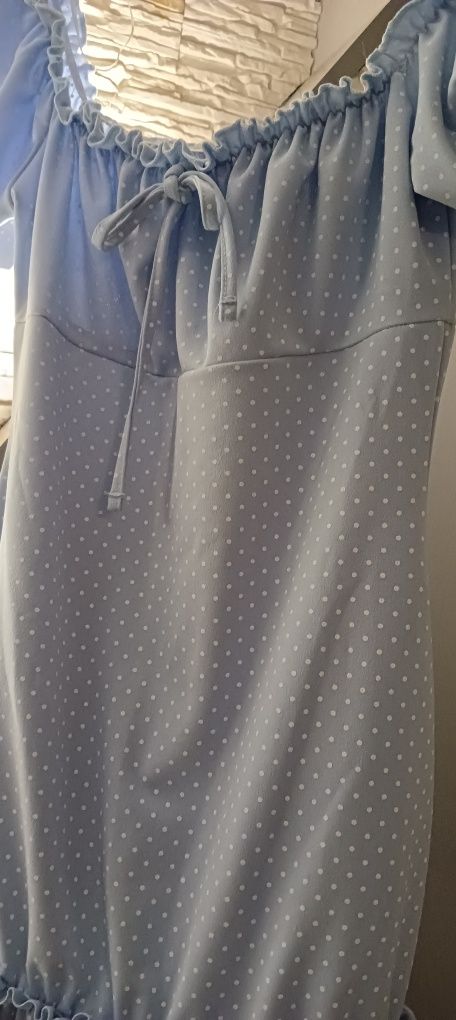 Sukienka baby blue, groszki,hiszpanka L/Xl