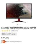 Monitor gamingowy 165hz 0.5ms Acer Nitro VG242YPBMIIPX czarny HDR400