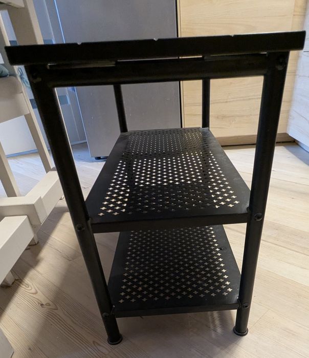 IKEA PINNIG – półka na buty z siedziskiem, czarna, metalowa, 79×35×52