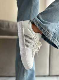 Жіночі кросівки Adidas Samba білий з сріблом 1094 ХІТ