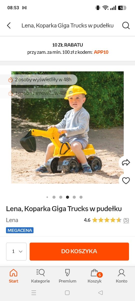 Giga koparka jeździk dla dziecka 2-5 lat