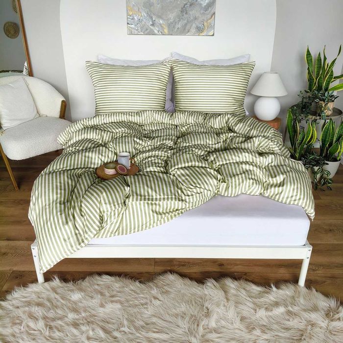 Pościel 160x200 Eusebia Home Mikrofibra, Pasy, Zamek Błyskawiczny