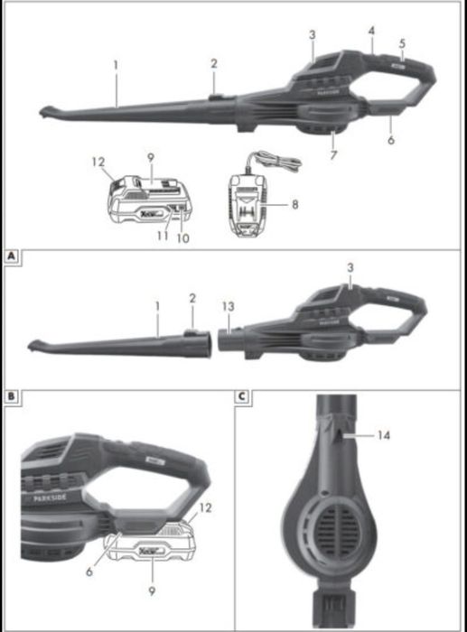 Soprador parkside x20v a BATERIA