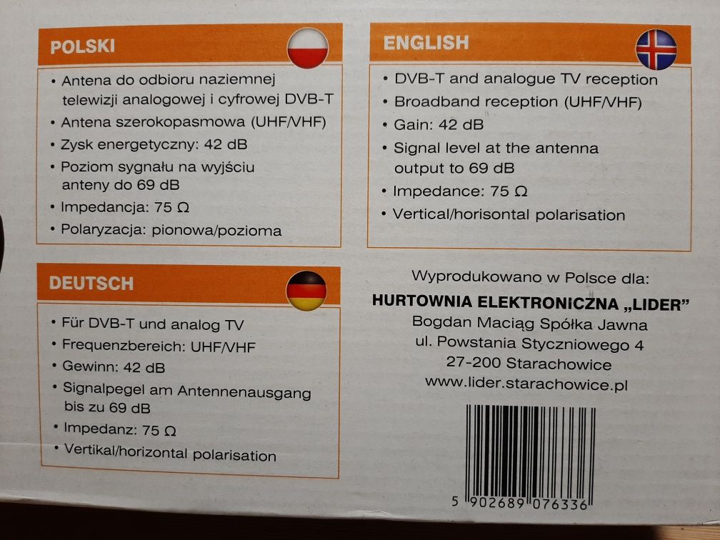 Antena pokojowa dvbt