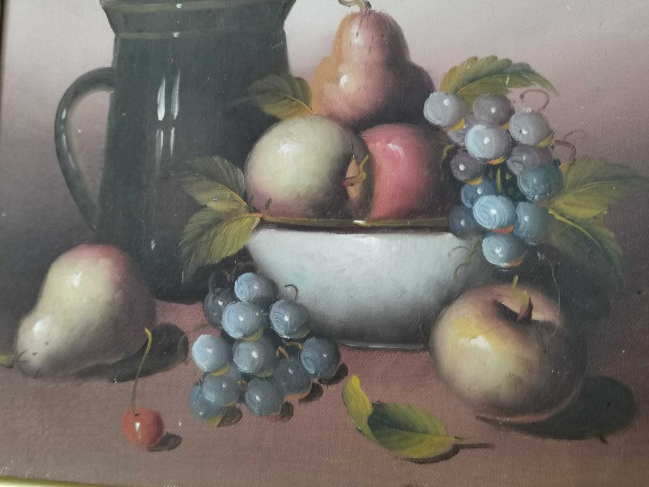 Ładny Obraz olejny na płótnie MARTWA NATURA sygnowany podpisem AUTORA