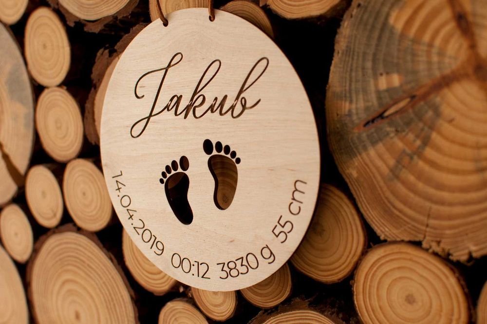 Metryczka dziecięca drewniana sklejka z grawerem, narodziny, chrzest.
