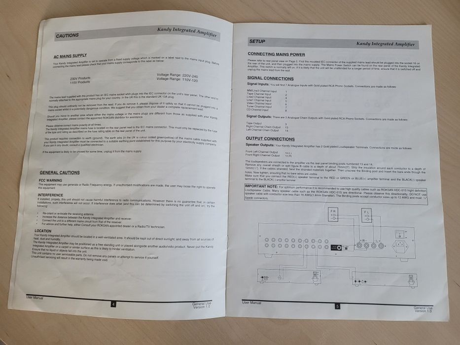 Roksan Kandy KA-1 instrukcja obsługi w języku angielskim