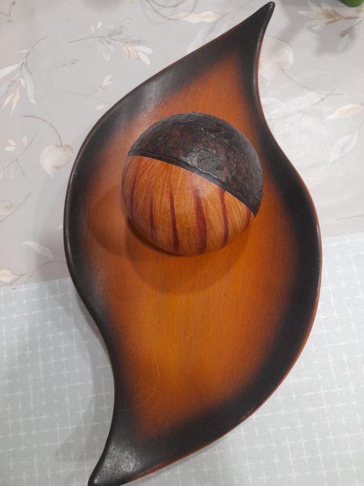 Conjunto decorativo de tigela com bola de cerâmica