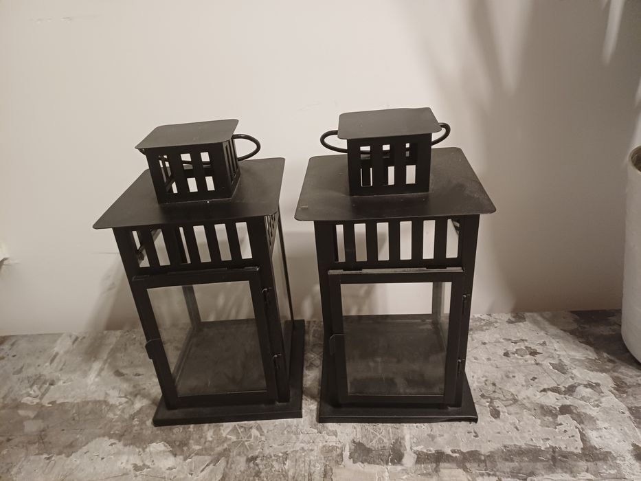 Lampion dekoracyjny czarny metalowy