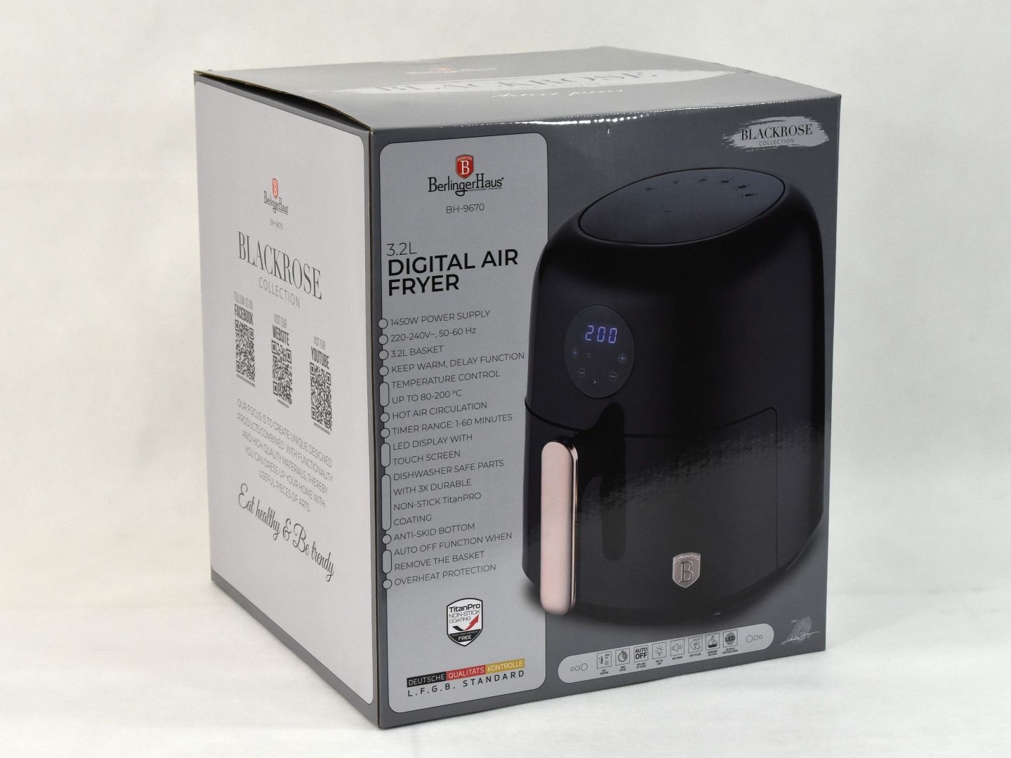 Frytkownica beztłuszczowa Berlinger Haus BH-9670, Air Fryer (NOWA)