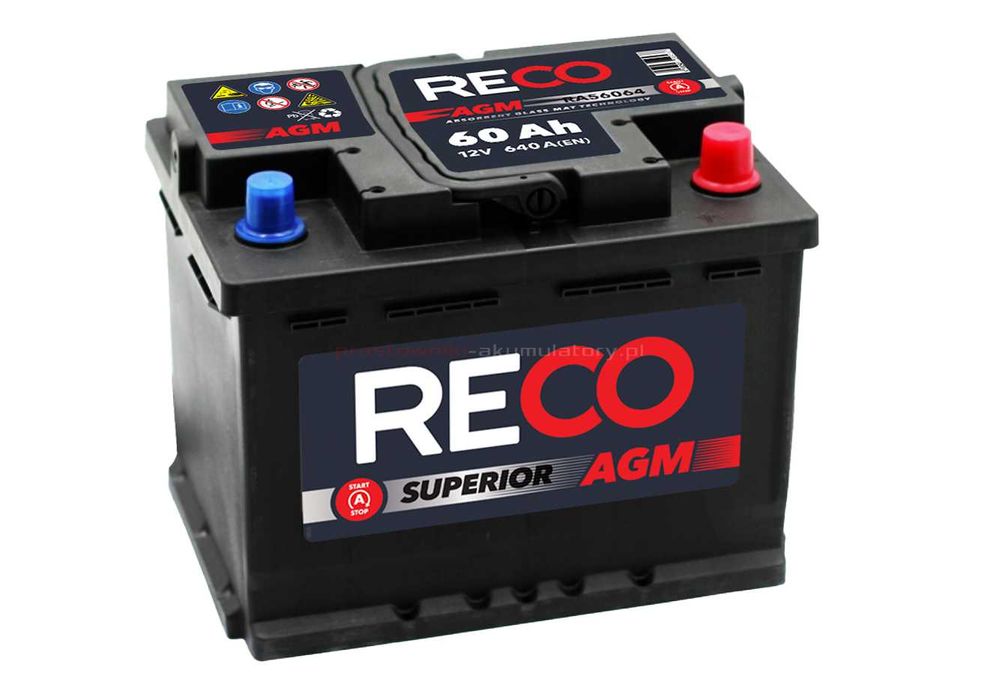 Akumulator RECO 60Ah 640A AGM 1 MAJA 40