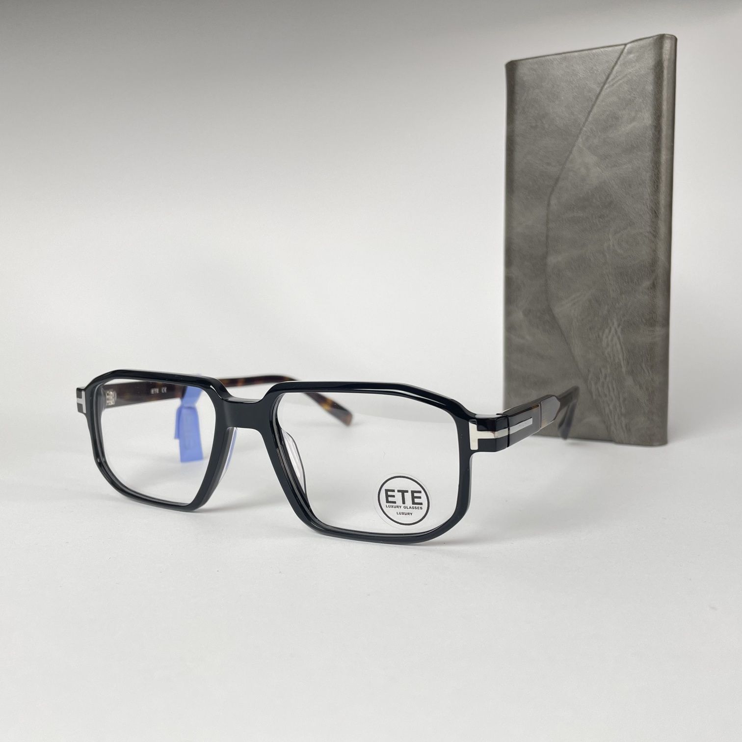 Okulary oprawki ETE unisex - czarne, acetat i metal