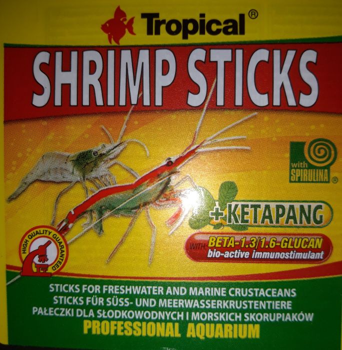 Корм для Креветок и Раков Tropical Shrimp sticks более 70 видов корма