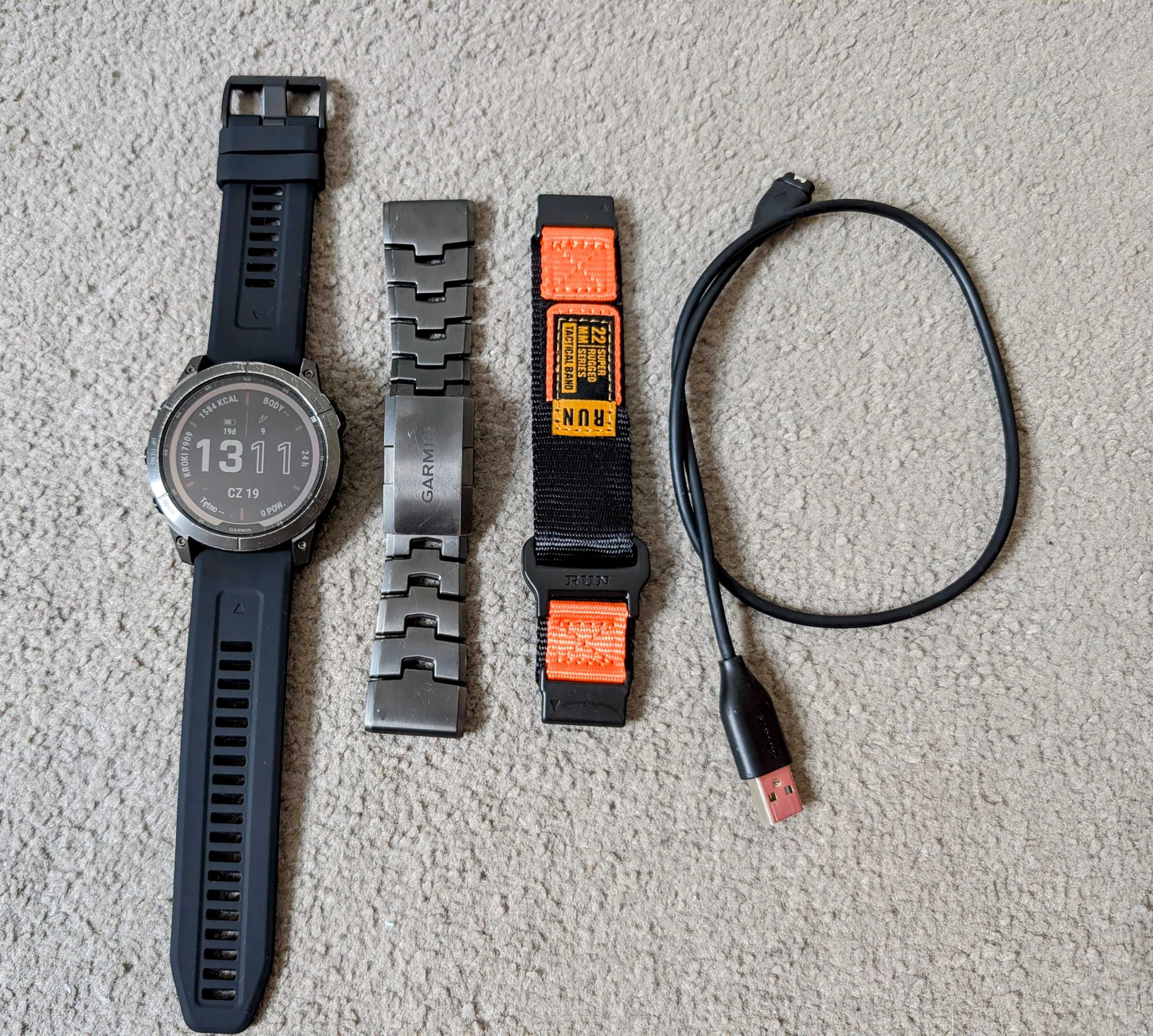 Garmin Fenix 7X Sapphire Solar bransoleta tytan, latarka mapy
