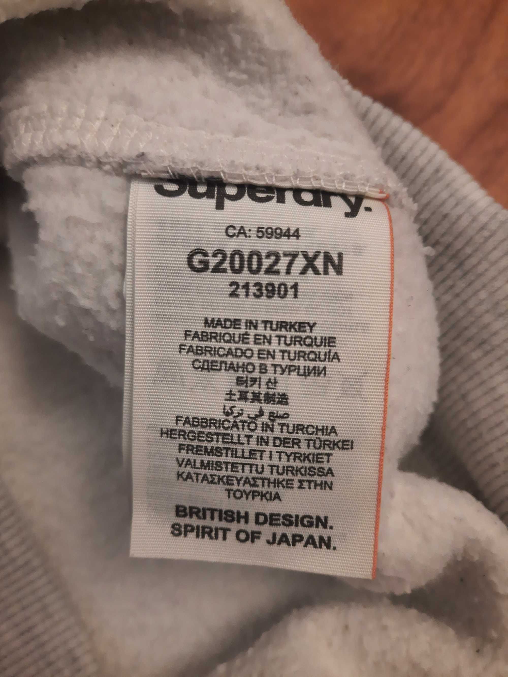 Bawełniana szara bluza z kapturem typu kangur Superdry rozmiar S