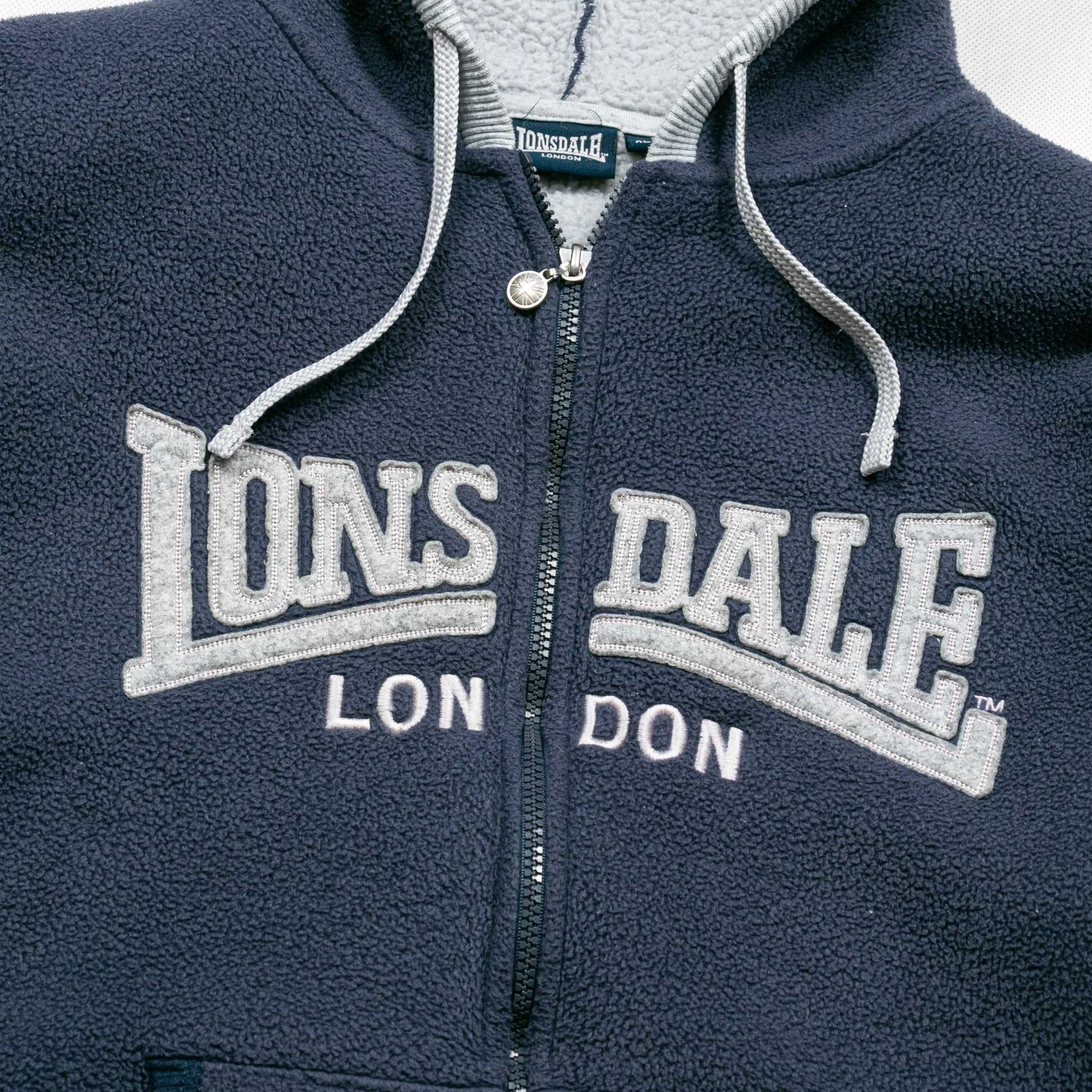 Lonsdale y2k fleece oversize hoodie zip bluza polarowa z kapturem L