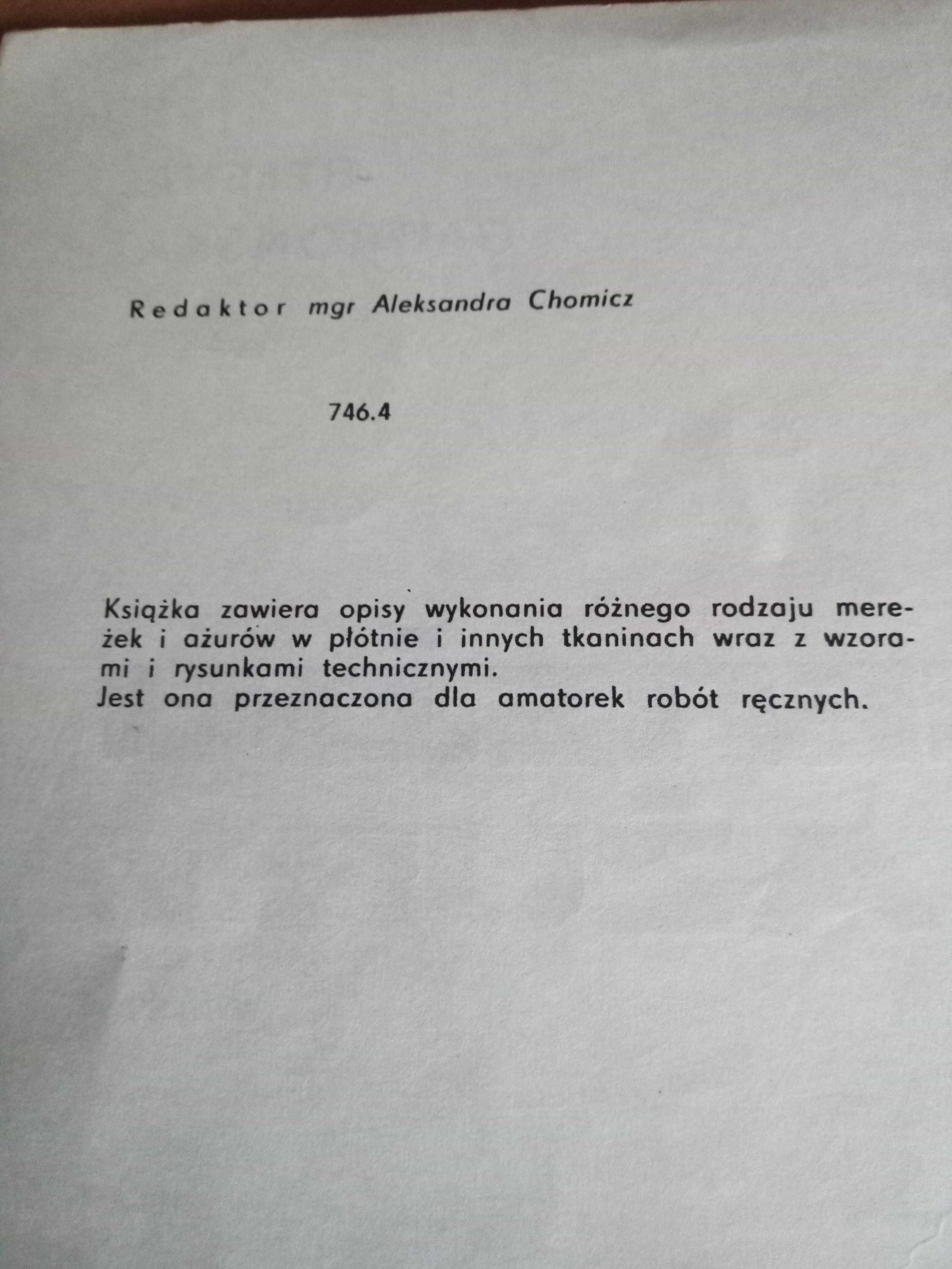 Mereżki i Ażury, H. Gawrońska, wzory na dodatki damskie