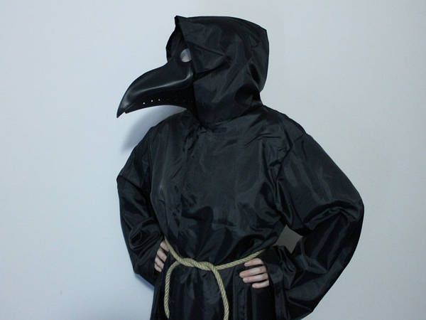 Костюм Чумной Доктор Смерть  Маска Доктор Чума Плащ черный Хэллоуин