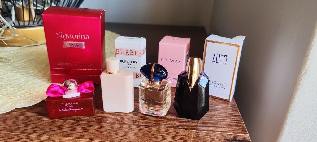 Zestaw perfum 23 ml Mugler, Giorgio Armani, Salvatore Ferragamo, Burbe