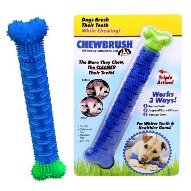 Комплект: Зубна щітка для собак ChewBrush рукавички для чищення тварин