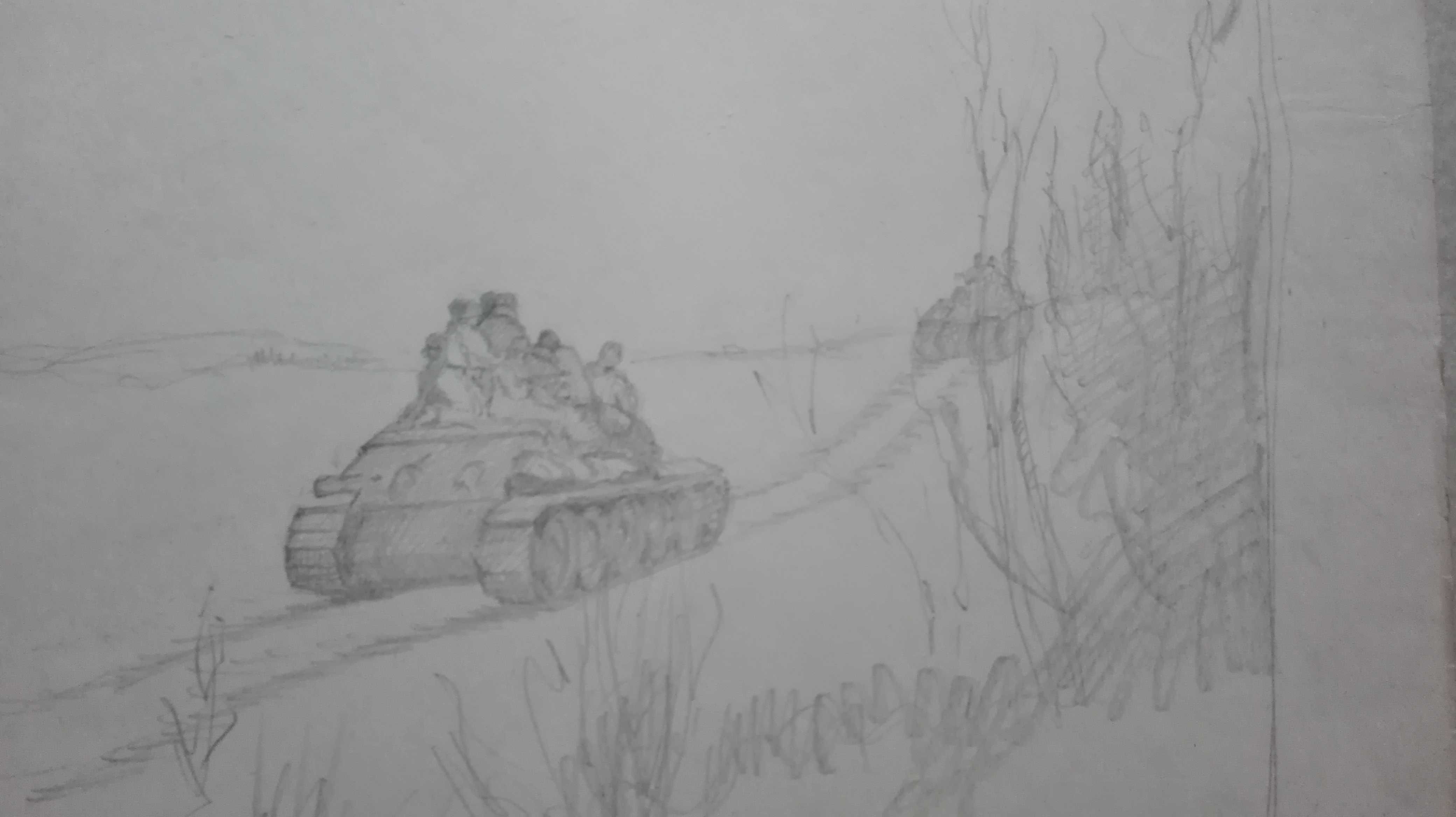 №3 Рисунок 1943г.Советская пехота на танках худ В.Д Бушен (1880-1963г)