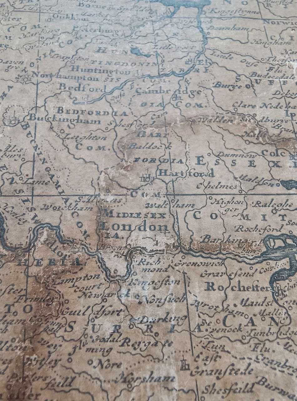 Stara mapa Brytanii i Irlandii XVII wiek, oryginalna