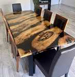 Mesa Jantar Resina Epoxy e oliveira centenária