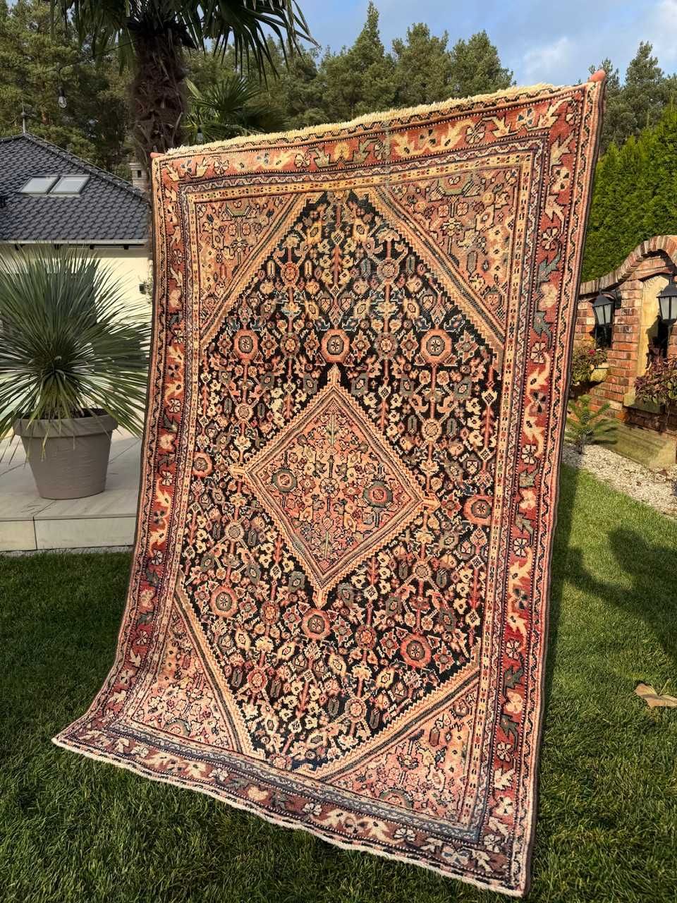 Vintage wełniany dywan perski r. tkany Iran Hamadan 195x130 gal. 7 tys