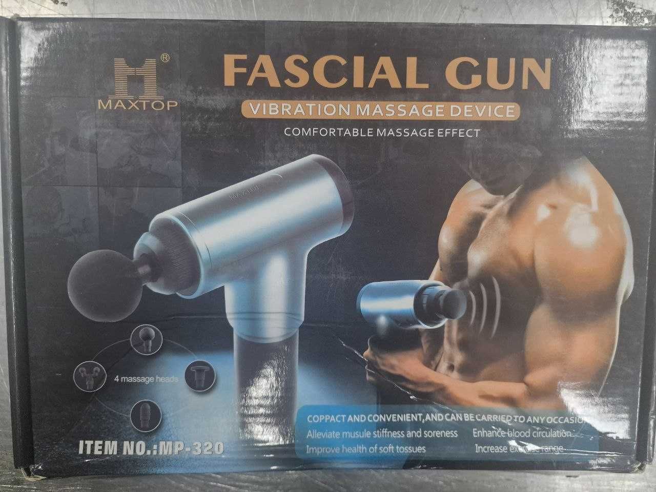 Новий масажний пістолет Fascial Gun — 6 насадок, 4 швидкості