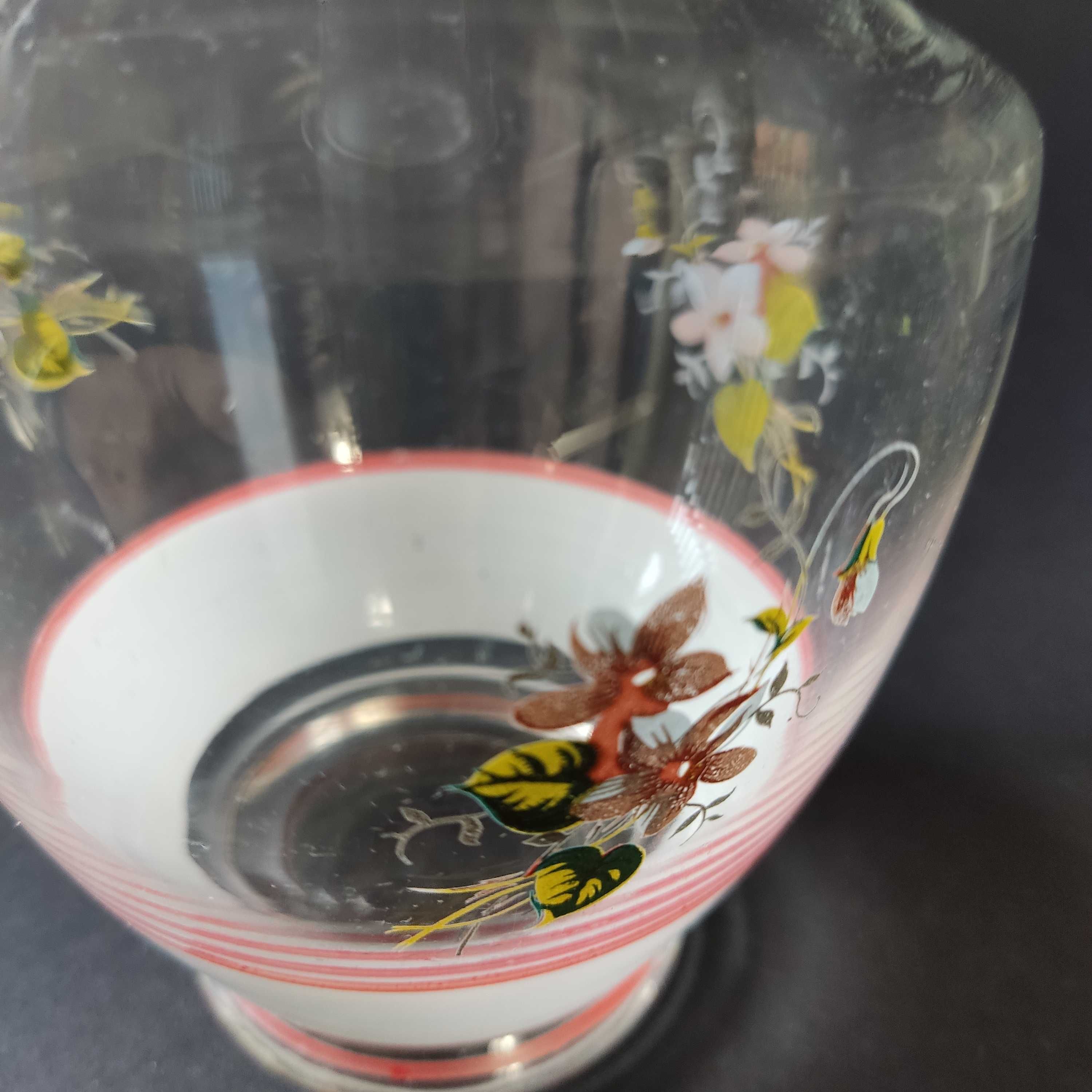 Szklana karafka - ręcznie malowane wzory kwiatowe - obniżka