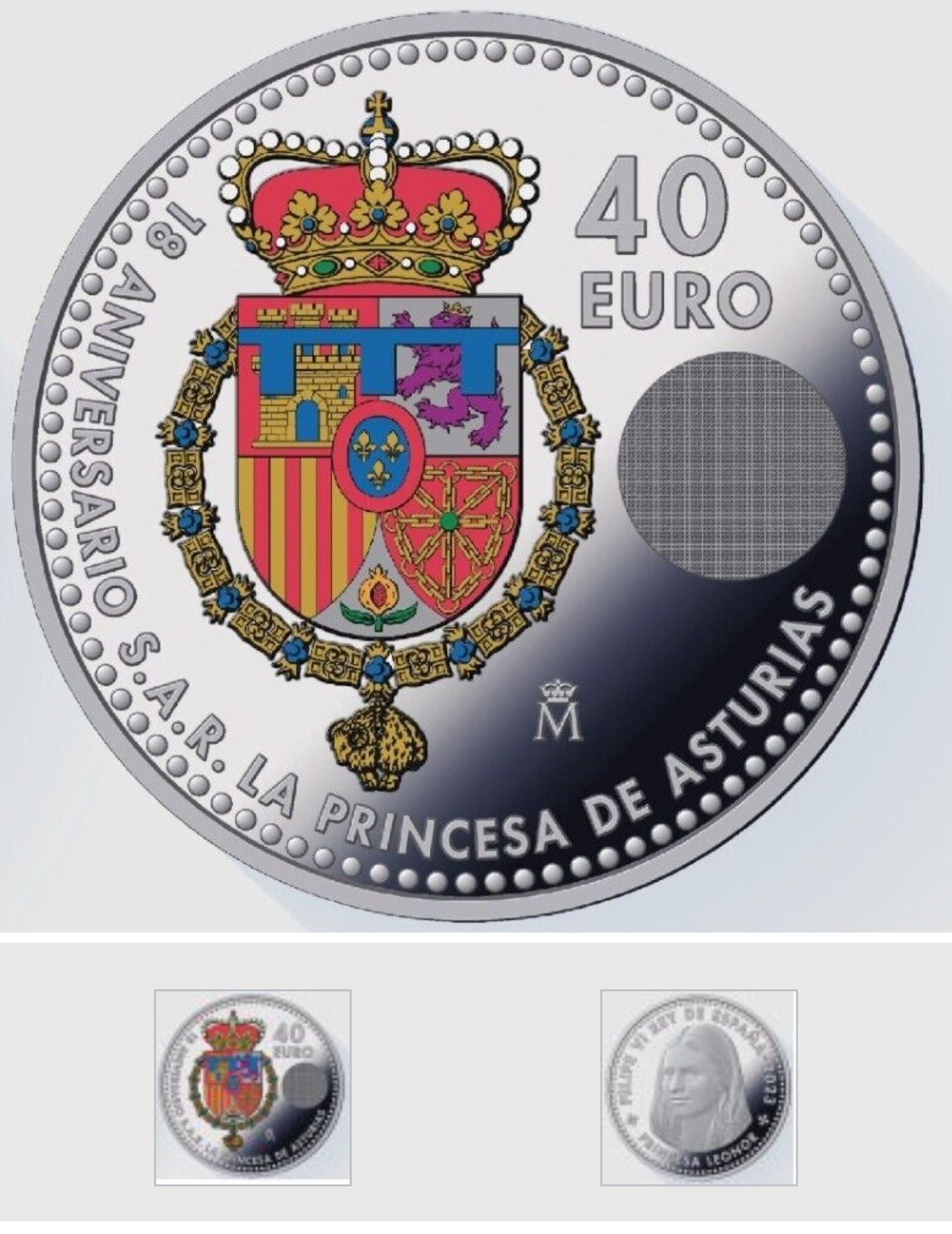 Espanha 2023 40€ Proof Edicão Especial Limitada e 40€ Proof 2023 cor