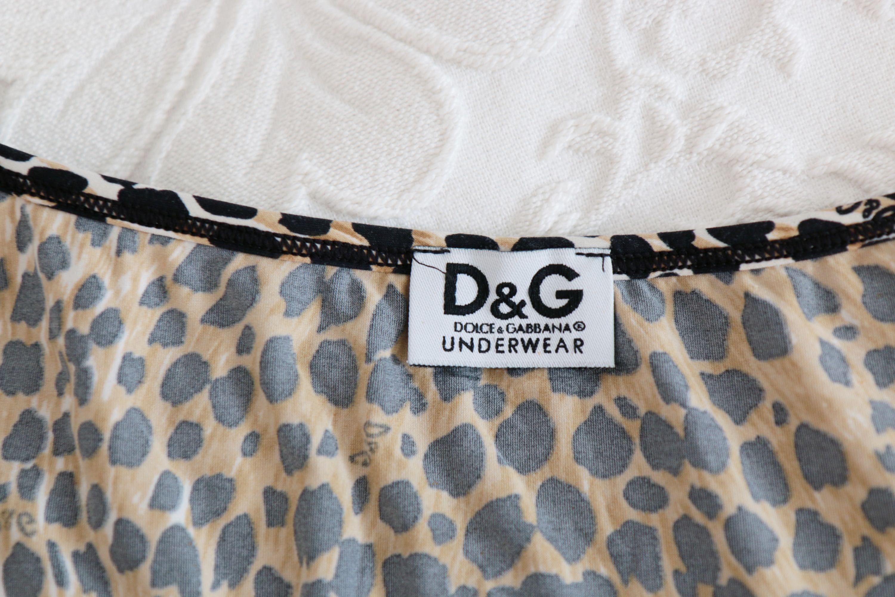 Bluzka w panterkę DOLCE&GABBANA Underwear S 36 d&g monogram top