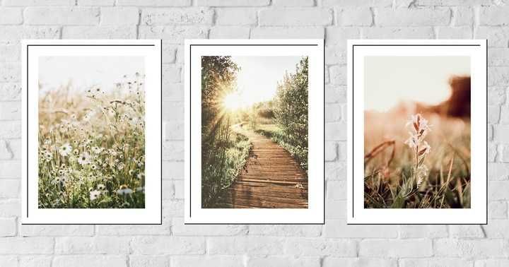 50x40 obrazy w ramie plakaty ramka ŁĄKA MOST TRAWA SALON NATURA BOHO