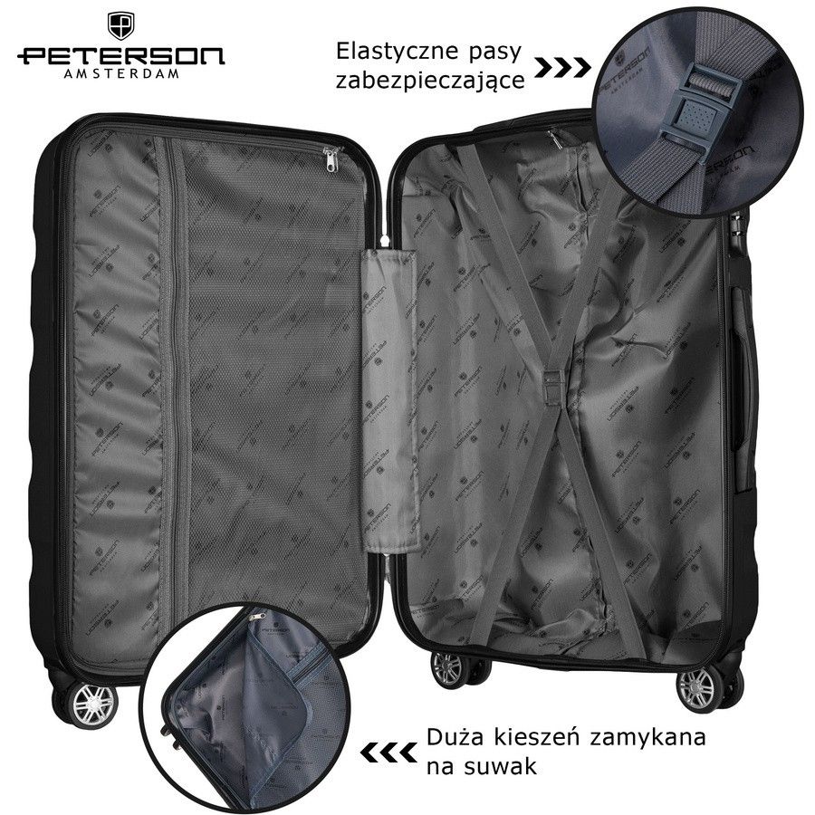 średnich rozmiarów walizka z tworzywa abs+ - peterson
