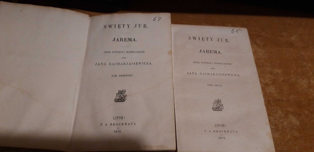 ŚWIĘTY JUR, JAREMA.,t.1-2 - J. Zacharjasiewicz-  Lipsk1873,opr.wyd.
