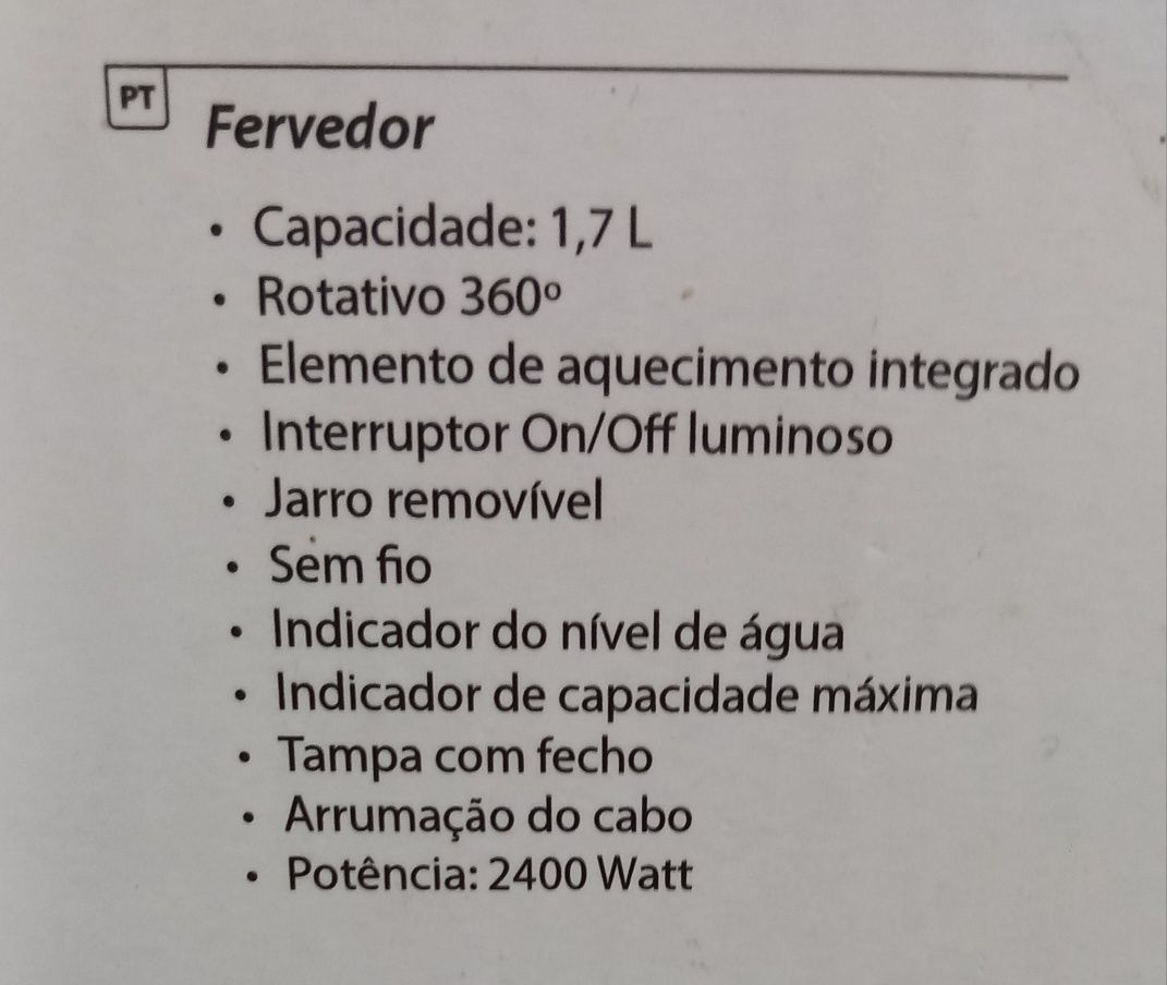 FERVEDOR DE ÁGUA TRISTAR 2400 W.Impecável,medicina,casa,campismo,etc