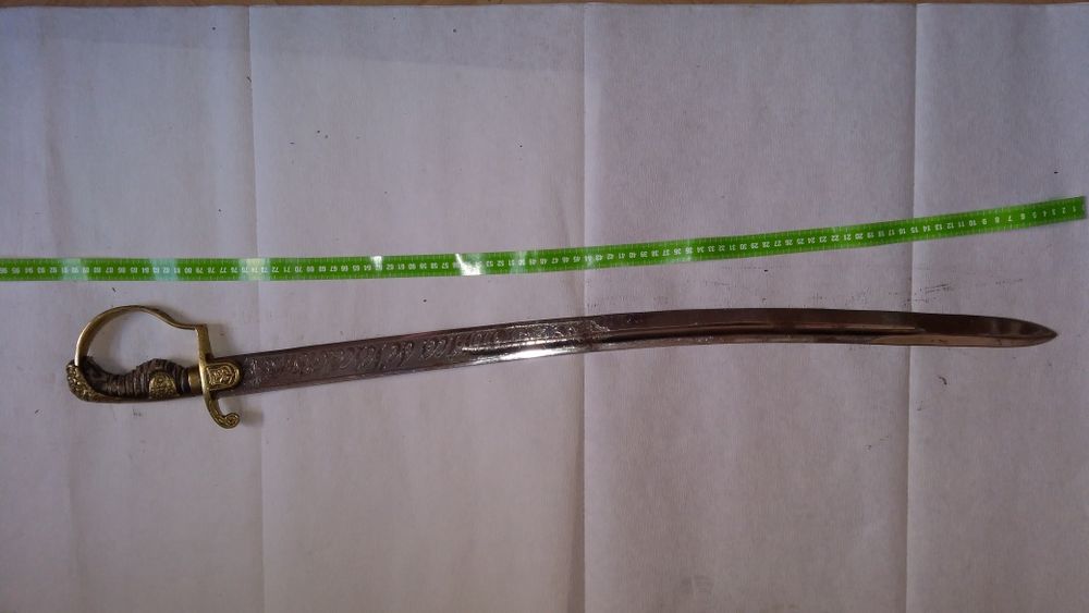 Szabla bez pochwy dekoracyjna z ozdobną głownią w cenie 650 zł
